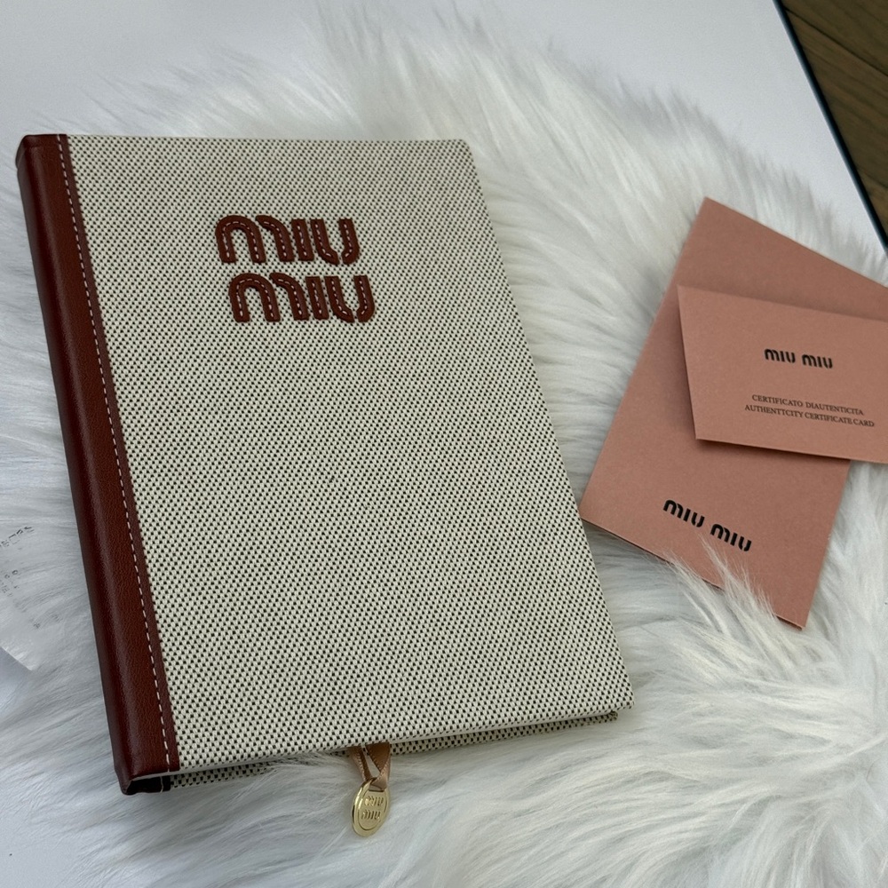 Canvas Notebook MIU MIU with Brown Trim NEW